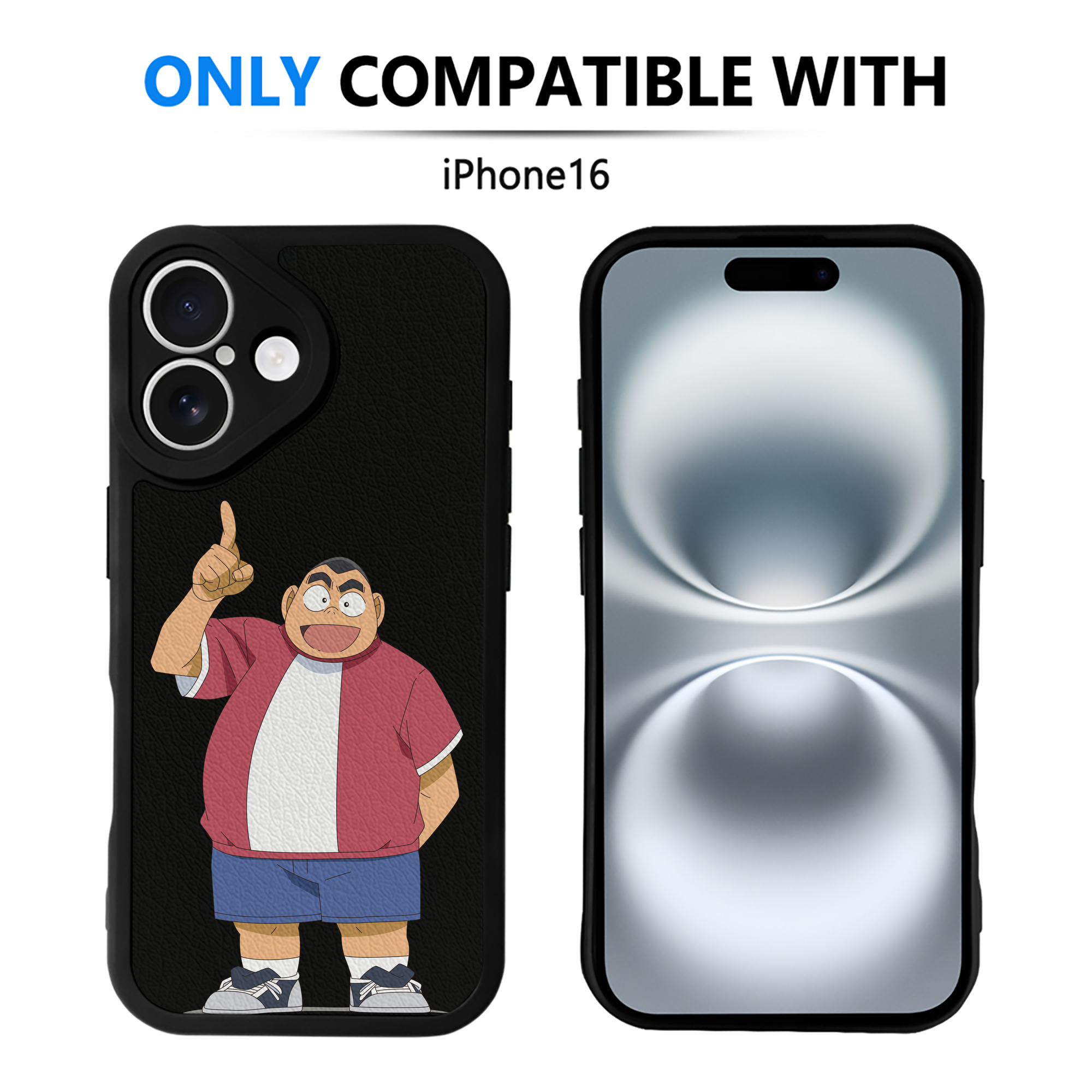 （画像用） 名探偵コナン 小嶋 元太 こじま げんた Detective Conan Kojima Genta 【iPhone 16シリーズ対応】シリコンスマホケース（レザー調） 材質：シリコン